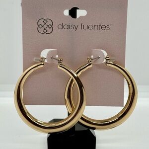 Daisy Fuentes Shiny Gold Hoop Earrings